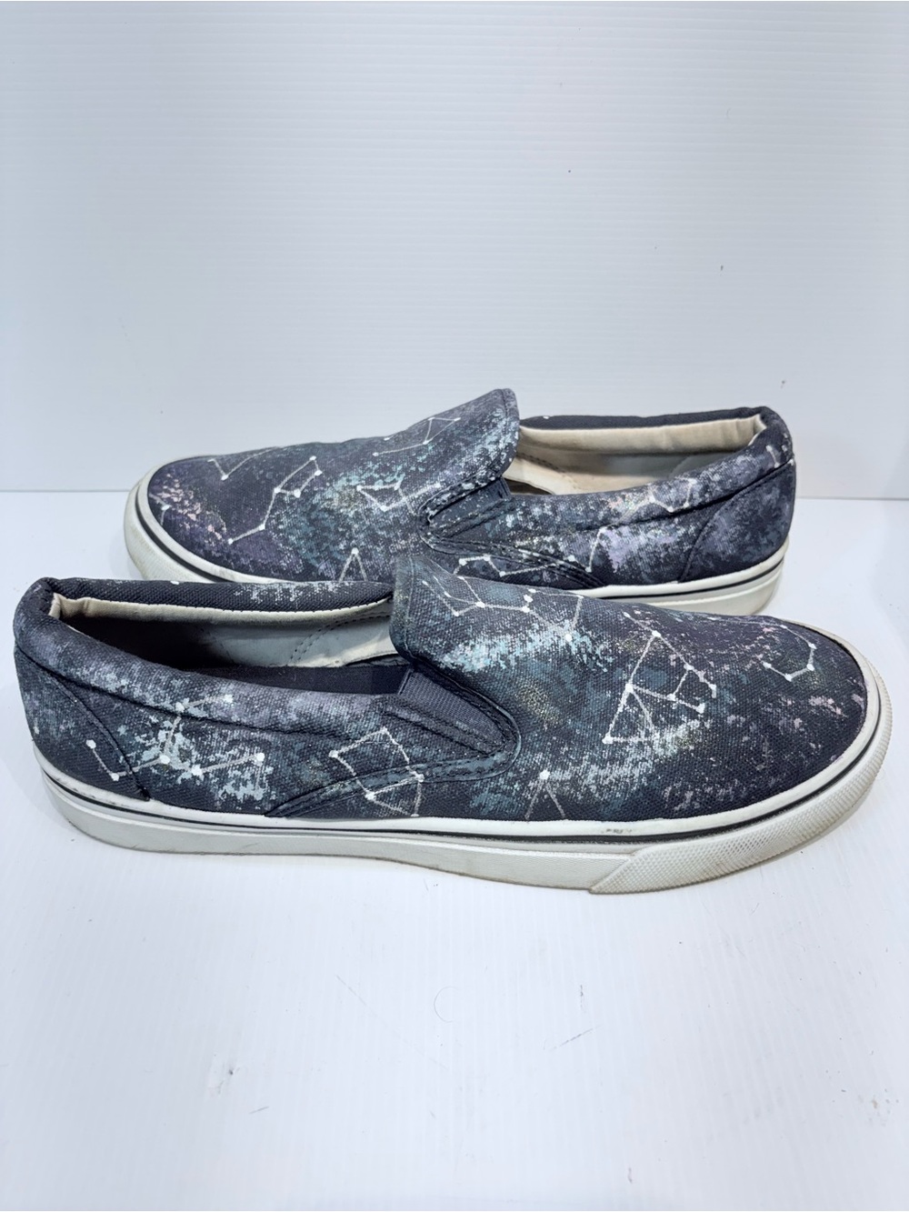 GEORGE Men’s Slip-On Canvas Loafers in Blue/Charcoal with White Speckle - 11